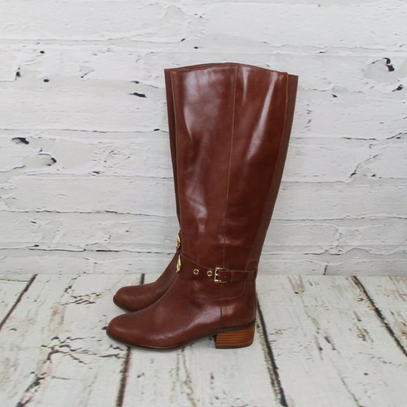 Michael Kors Heather Leather Wide Calf Riding Boots - Picture 5 of 9